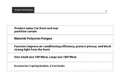 Black Chunya spinning car privacy partition curtain installed between front and rear seats for sun protection. - Image 16