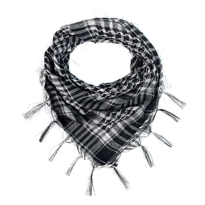 Pañuelo Táctico Keffiyeh Cuadros Houndstooth con Borlas Desértico - Image 33