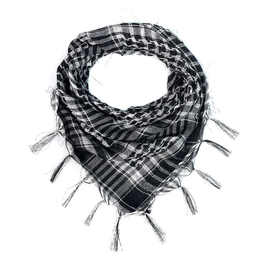 Pañuelo Táctico Keffiyeh Cuadros Houndstooth con Borlas Desértico - Image 33
