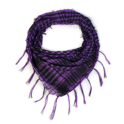 Pañuelo Táctico Keffiyeh Cuadros Houndstooth con Borlas Desértico - Image 37