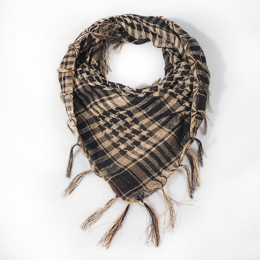 Pañuelo Táctico Keffiyeh Cuadros Houndstooth con Borlas Desértico - Image 38