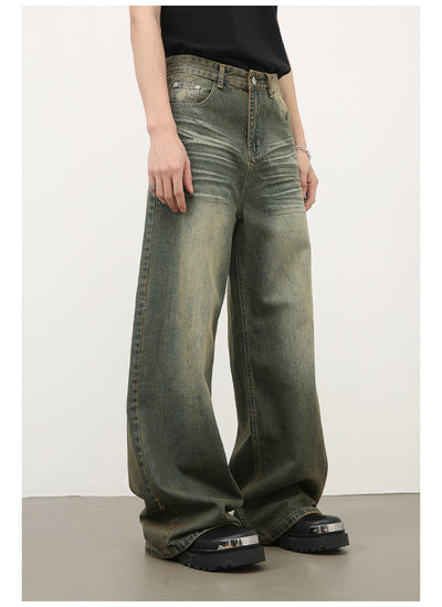 Jeans Azul Cyan Estilo Retro Americano con Desgastes para Hombre - Image 8