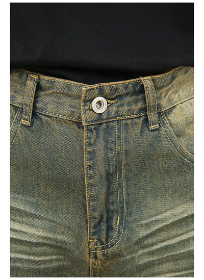 Jeans Azul Cyan Estilo Retro Americano con Desgastes para Hombre - Image 9