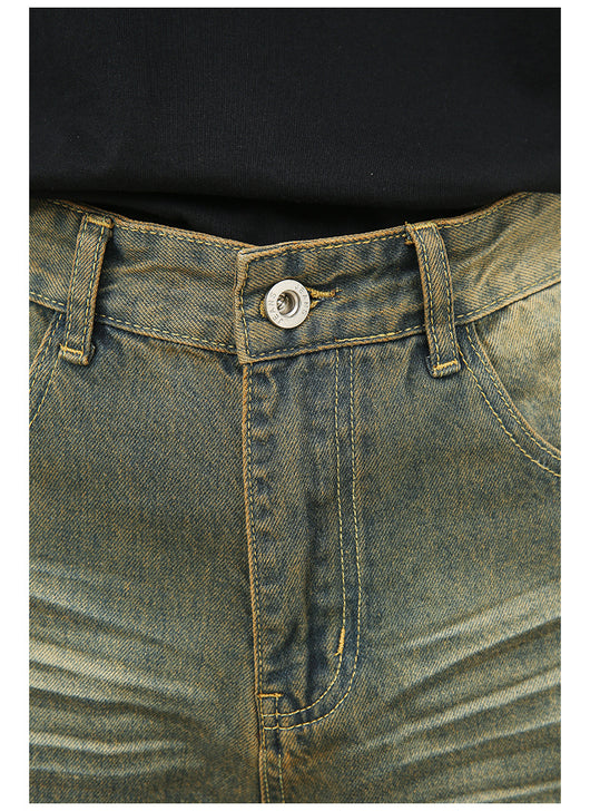 Jeans Azul Cyan Estilo Retro Americano con Desgastes para Hombre - Image 9