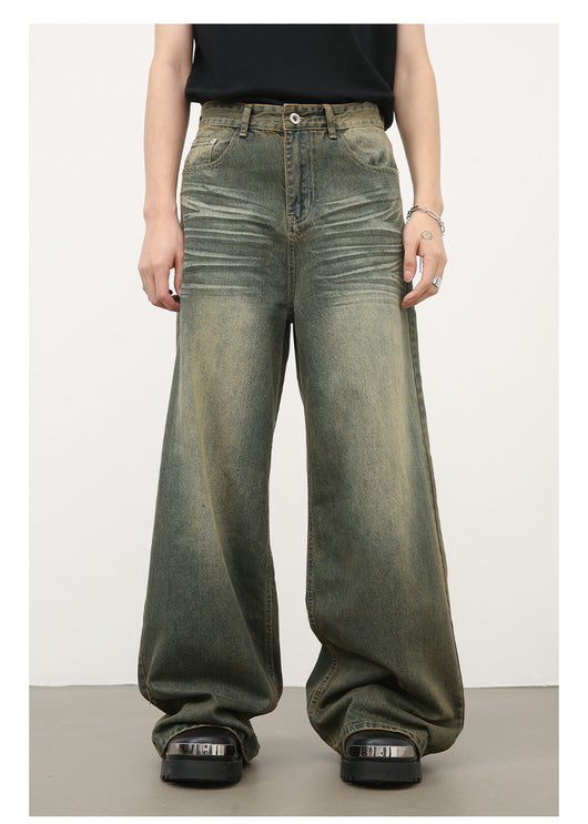 Jeans Azul Cyan Estilo Retro Americano con Desgastes para Hombre - Image 10