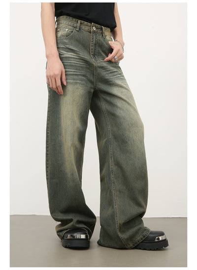 Jeans Azul Cyan Estilo Retro Americano con Desgastes para Hombre - Image 12