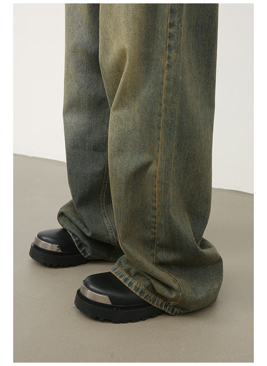 Jeans Azul Cyan Estilo Retro Americano con Desgastes para Hombre - Image 13