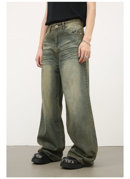 Jeans Azul Cyan Estilo Retro Americano con Desgastes para Hombre - Image 16