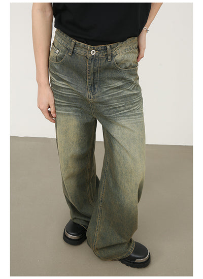Jeans Azul Cyan Estilo Retro Americano con Desgastes para Hombre - Image 17