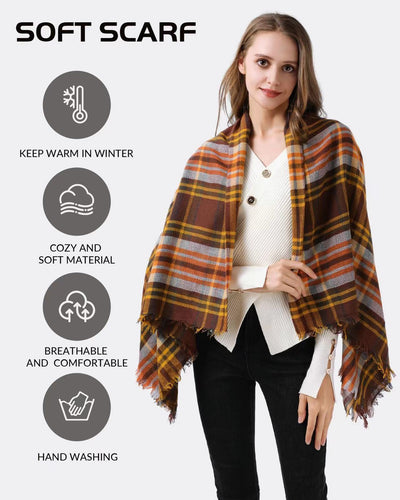 Pañoleta Cuadrada Escocesa Otoño Invierno - Diseño Europeo Americano - Image 7