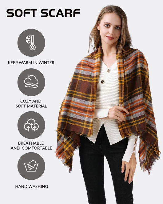 Pañoleta Cuadrada Escocesa Otoño Invierno - Diseño Europeo Americano - Image 7