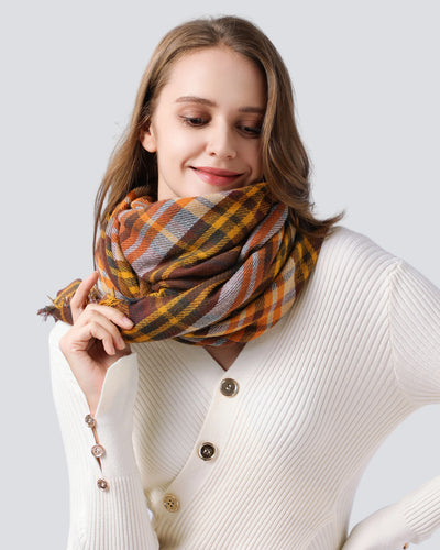 Pañoleta Cuadrada Escocesa Otoño Invierno - Diseño Europeo Americano - Image 8