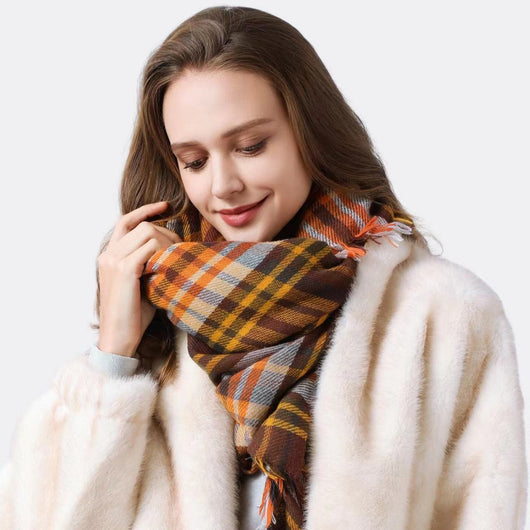 Pañoleta Cuadrada Escocesa Otoño Invierno - Diseño Europeo Americano - Image 10