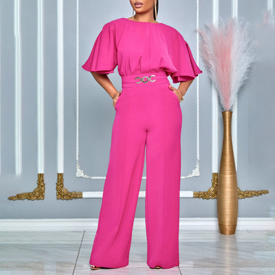 Jumpsuit Africano Talle Grande Cintura Alta Piernas Anchas Cuello Redondo - Image 15