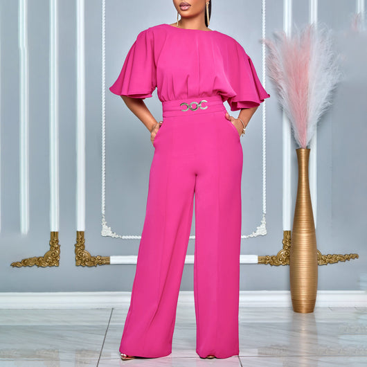 Jumpsuit Africano Talle Grande Cintura Alta Piernas Anchas Cuello Redondo - Image 15
