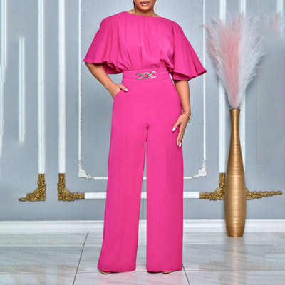 Jumpsuit Africano Talle Grande Cintura Alta Piernas Anchas Cuello Redondo - Image 18