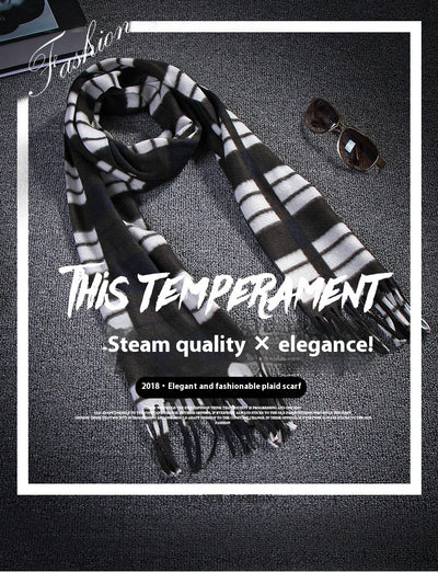 Bufanda Térmica Escocesa Negra y Blanca Talla Grande para Hombre y Mujer - Image 17