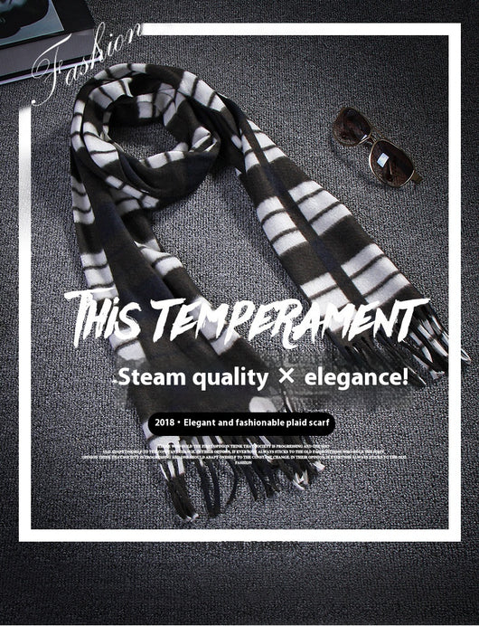 Bufanda Térmica Escocesa Negra y Blanca Talla Grande para Hombre y Mujer - Image 17
