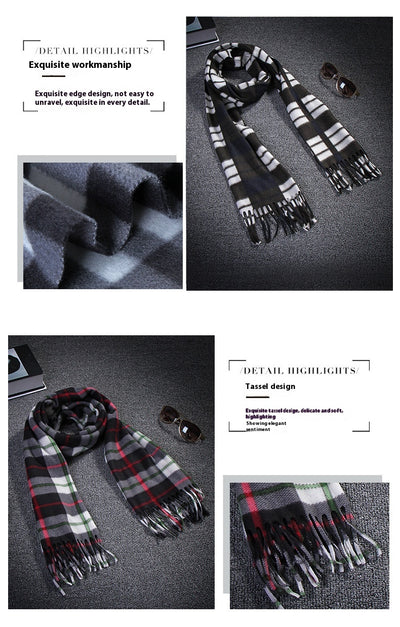 Bufanda Térmica Escocesa Negra y Blanca Talla Grande para Hombre y Mujer - Image 18
