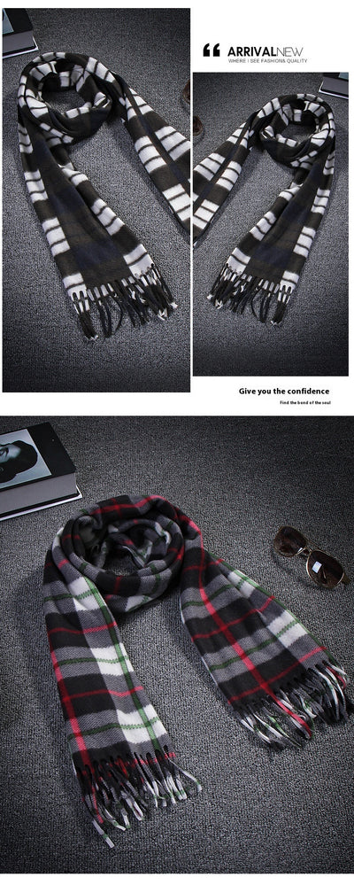 Bufanda Térmica Escocesa Negra y Blanca Talla Grande para Hombre y Mujer - Image 19
