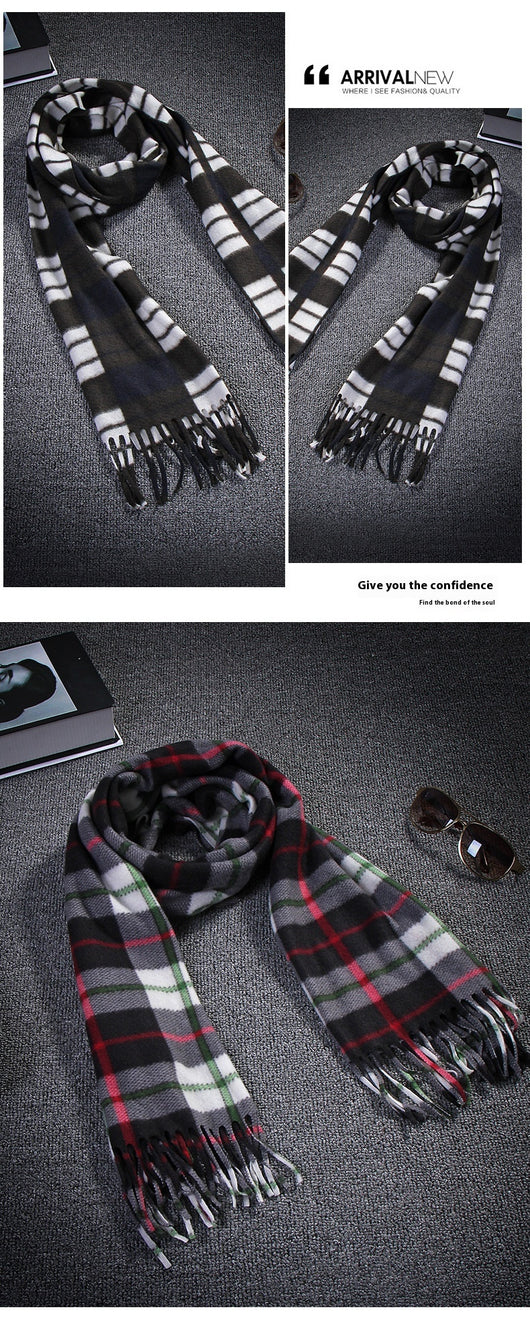 Bufanda Térmica Escocesa Negra y Blanca Talla Grande para Hombre y Mujer - Image 19