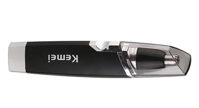 Black and silver Kemei KM-6512 dry battery electric nose hair trimmer with a sleek design. - Image 8