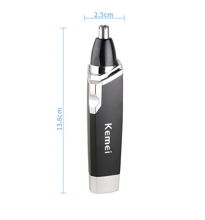 Black and silver Kemei KM-6512 dry battery electric nose hair trimmer with a sleek design. - Image 11