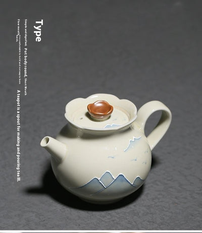 Tetera de Porcelana China Pintada a Mano con Paisaje de Hierba y Madera - Image 16