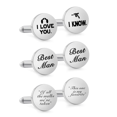 Gemelos Personalizados en Acero Inoxidable con Nombre y Fecha para Hombre