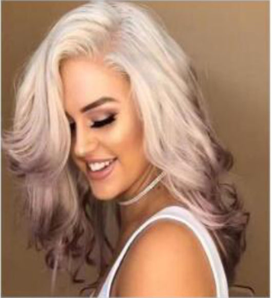 Peluca Degradado Lila Cabello Liso Largo