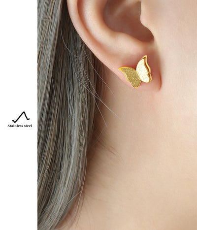 Conjunto de Joyería Titanio con Mariposas Texturizadas - Collar, Anillo y Aretes - Image 15