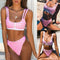 Bikini Cuadriculado Ajustado de Dos Piezas para Mujer