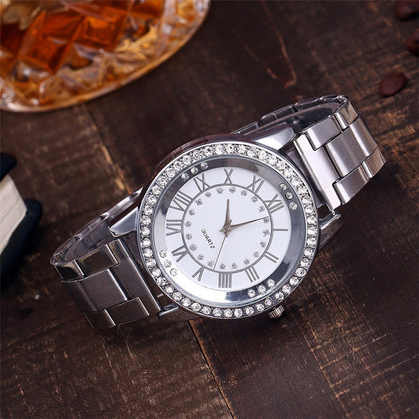 Reloj de Lujo para Mujer Vansvar Rose Gold con Cristales Brillantes