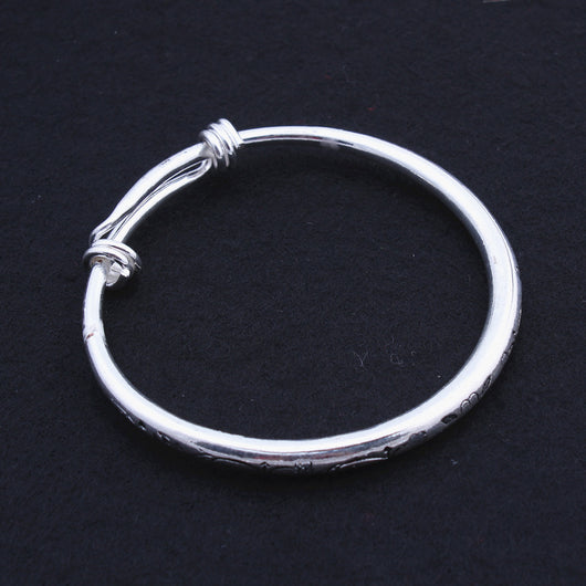 Pulsera de Plata Tibetana Maciza Tallada a Mano - Image 5