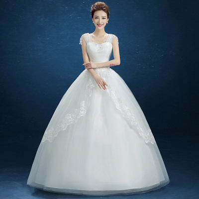 Vestido de Novia Coreano Minimalista Hombro Descubierto - Diseño Elegante y Estilizador