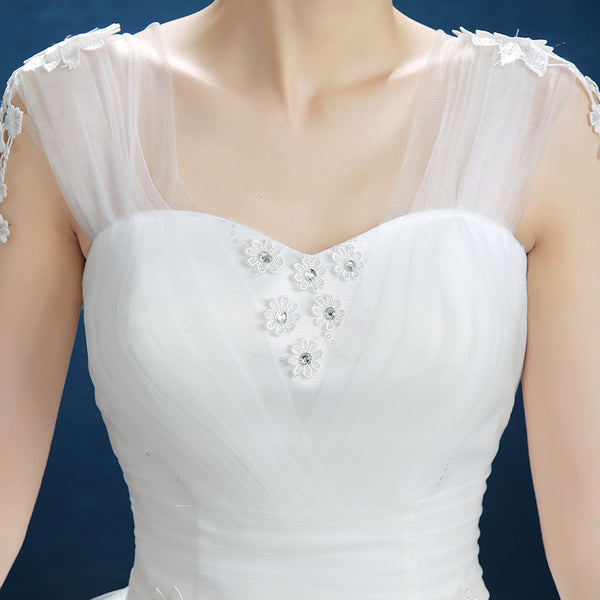 Vestido de Novia Coreano Minimalista Hombro Descubierto - Diseño Elegante y Estilizador