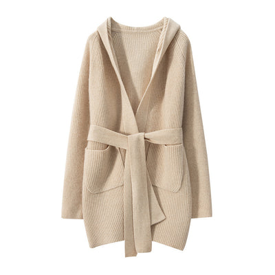 Cardigan Tejido Reversible Oversized con Capucha para Otoño e Invierno - Image 5