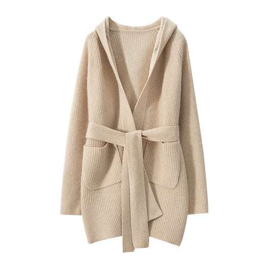 Cardigan Tejido Reversible Oversized con Capucha para Otoño e Invierno - Image 5