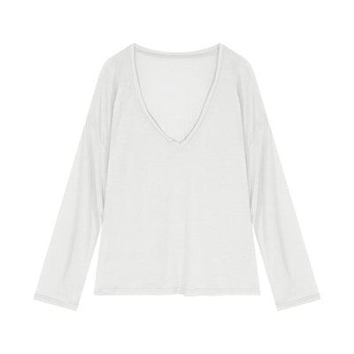 Blusa Suelta Transparente Cuello V Manga Larga Protección Solar - Image 4