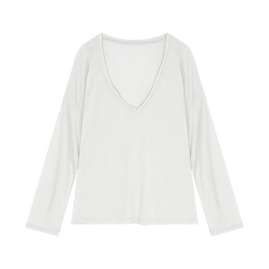Blusa Suelta Transparente Cuello V Manga Larga Protección Solar - Image 4