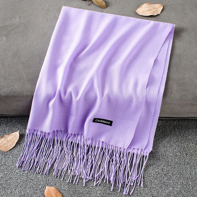 Pashmina Elegante de Color Liso con Borlas - Image 15