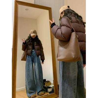 Abrigo Corto Acolchado Invierno Estilo Kendall Suelto Versátil Mujer - Image 3