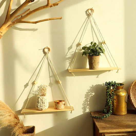 Repisa de Pared Tejida en Algodón con Base de Madera Natural - Image 3