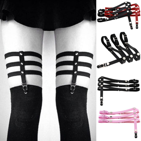 Cinturón de Liguero Punk para Muslo con Suspensores Estilo Harajuku