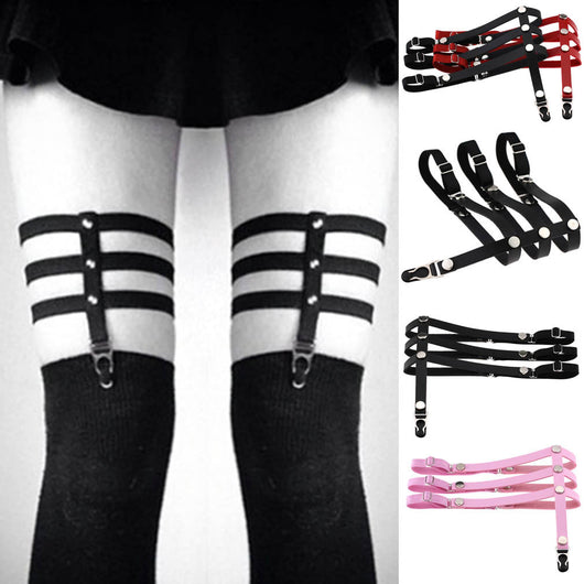 Cinturón de Liguero Punk para Muslo con Suspensores Estilo Harajuku