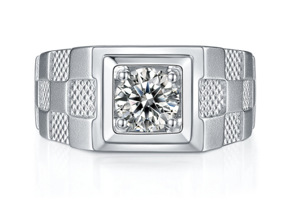 Anillo de Plata S925 con Moissanita de 1 Quilate para Hombre