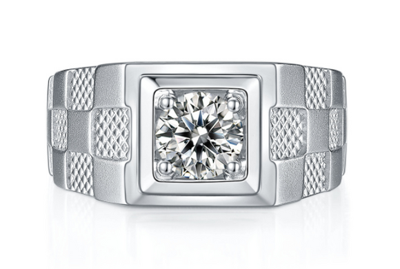 Anillo de Plata S925 con Moissanita de 1 Quilate para Hombre