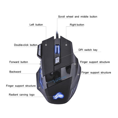 Ratón Gaming Óptico 5500DPI con Retroiluminación LED 7 Colores - 7 Botones Programables - Image 4