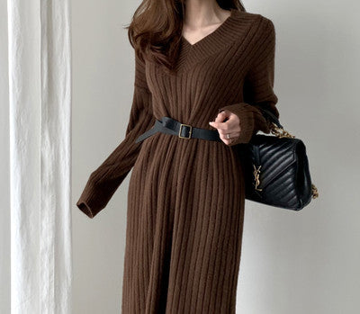 Vestido Base Suéter Midi para Mujer - Otoño e Invierno - Image 5