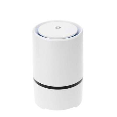 White cylindrical USB air freshener and ionizer with a black accent band, featuring a power symbol on top. - Image 12